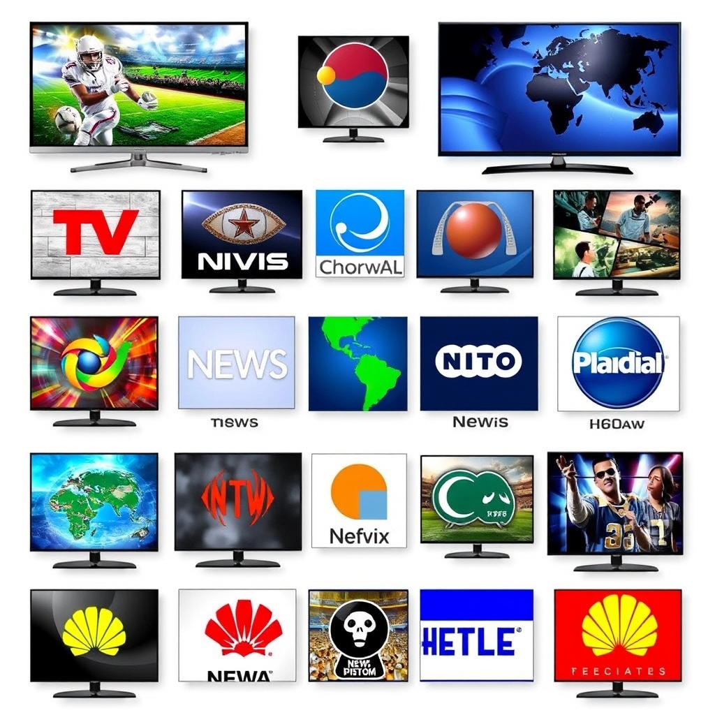 worldwide iptv channel selection collage showing 9000+ channels