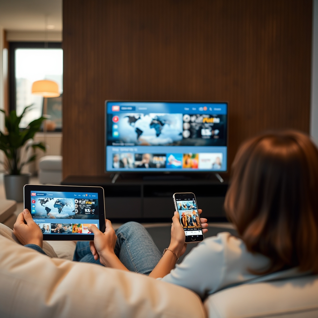 enjoying worldwide iptv free trial on multiple devices in home setting