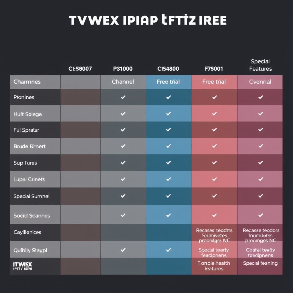 Comparison of the best IPTV subscriptions showing channel counts and features