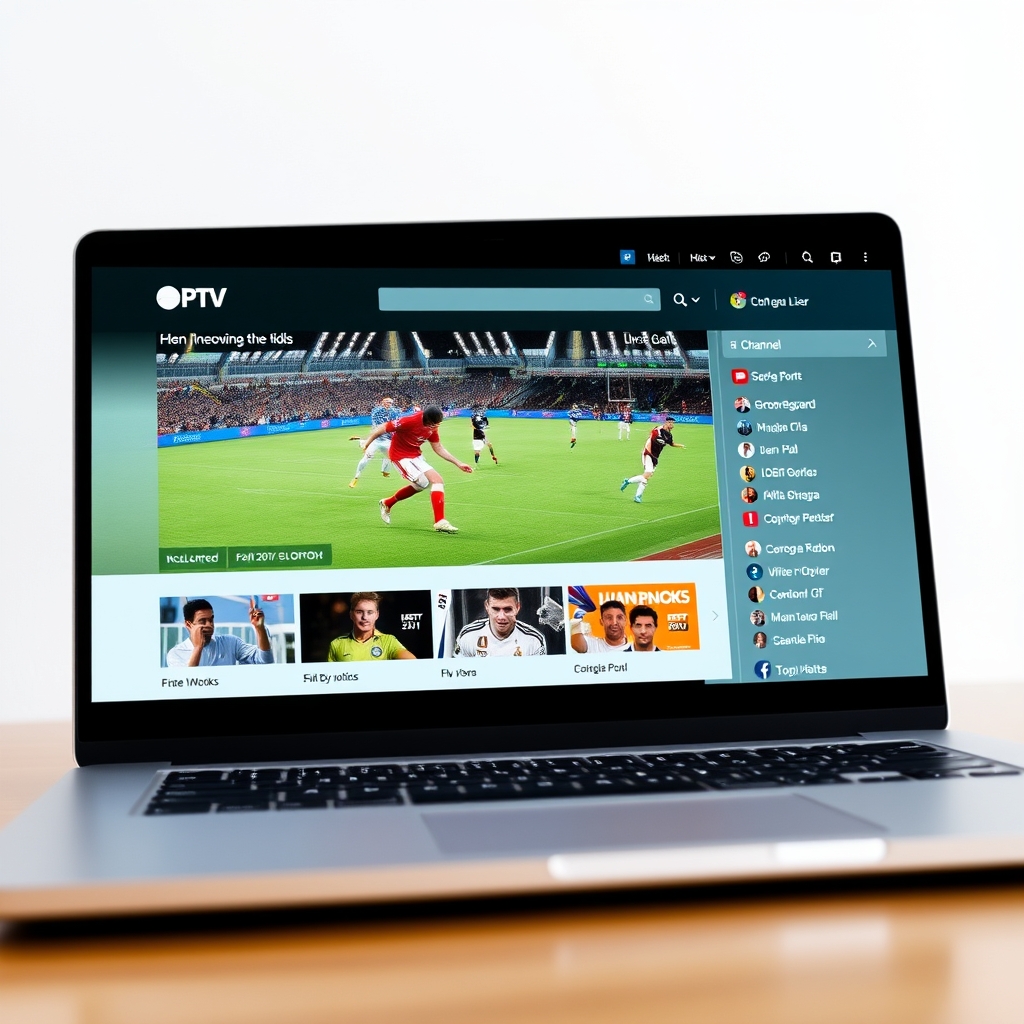 online iptv player interface in web browser showing live sports streaming