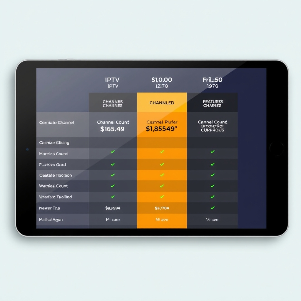 IPTV pricing comparison chart showing how much IPTV costs at different tiers