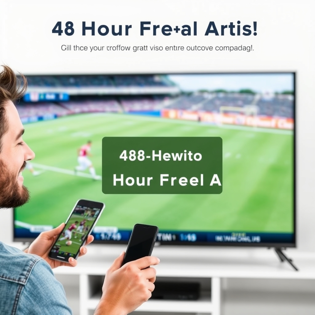 User enjoying IPTV free trial on TV and phone