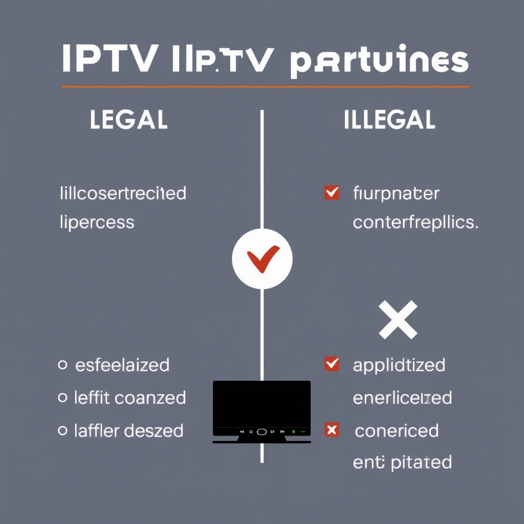 Infographic comparing legal vs illegal IPTV providers highlighting content licensing