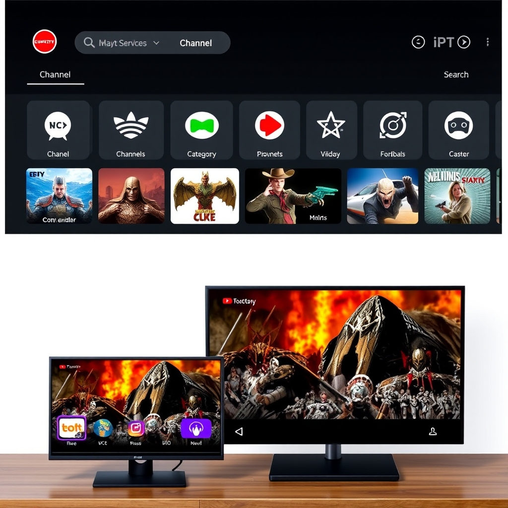 IPTV service interface demonstration showing features of legal IPTV providers