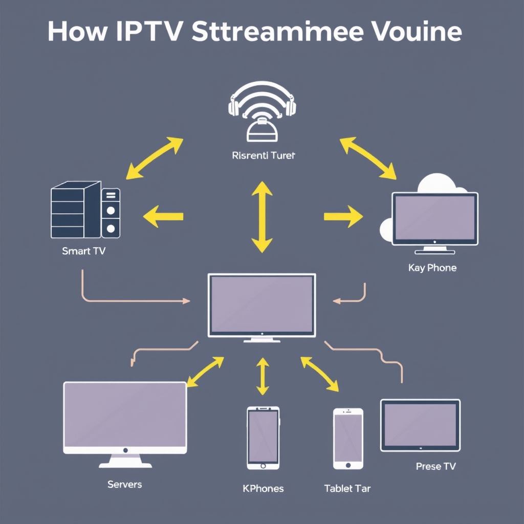 How IPTV streaming online works infographic