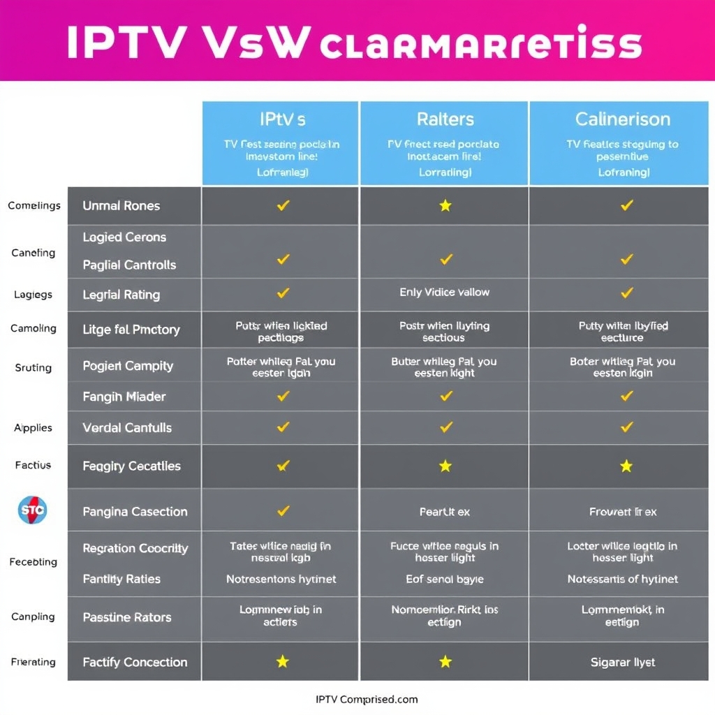 IPTV reviews comparison chart evaluating key features